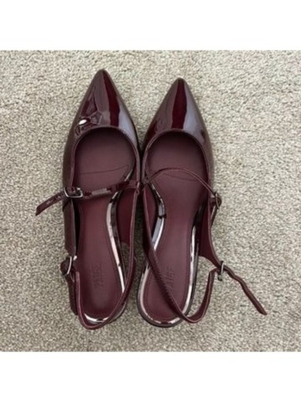 PAIGE Burgundy Patent Leather Maggie Pump Kitten Heels Size 7